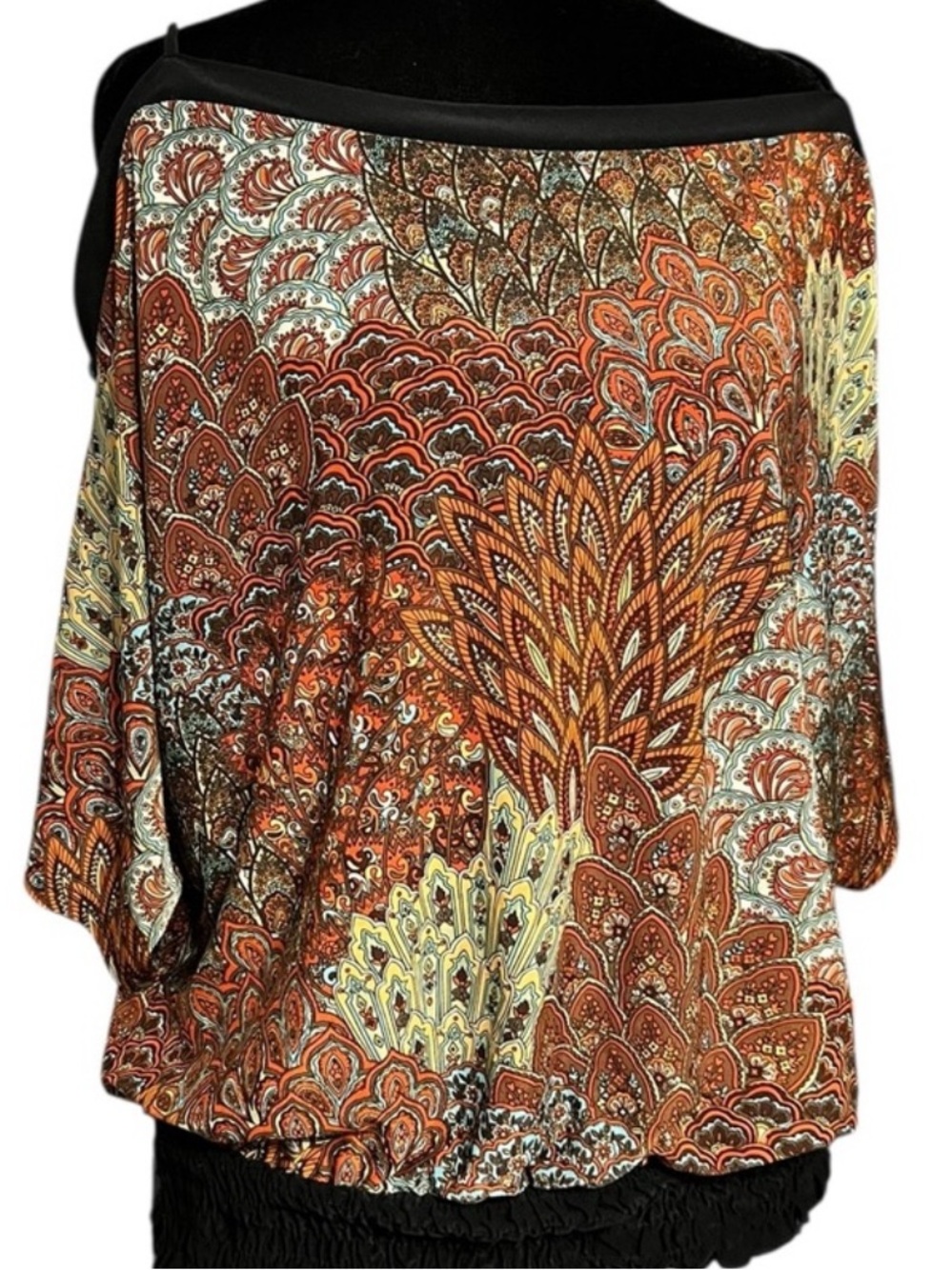 PERSEPTION CONCEPT Orange Blue Paisley Blouse M